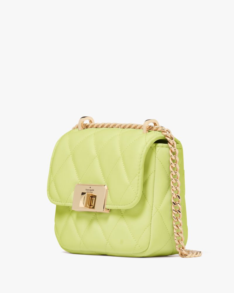Kate Spade,Carey Quilted Micro Flap Crossbody,Leather,Crossbody,Logo,Day Party,Green