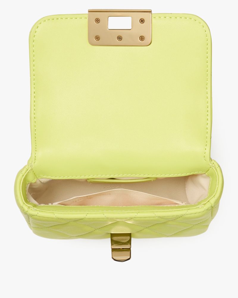 Kate Spade,Carey Quilted Micro Flap Crossbody,Leather,Crossbody,Logo,Day Party,Green