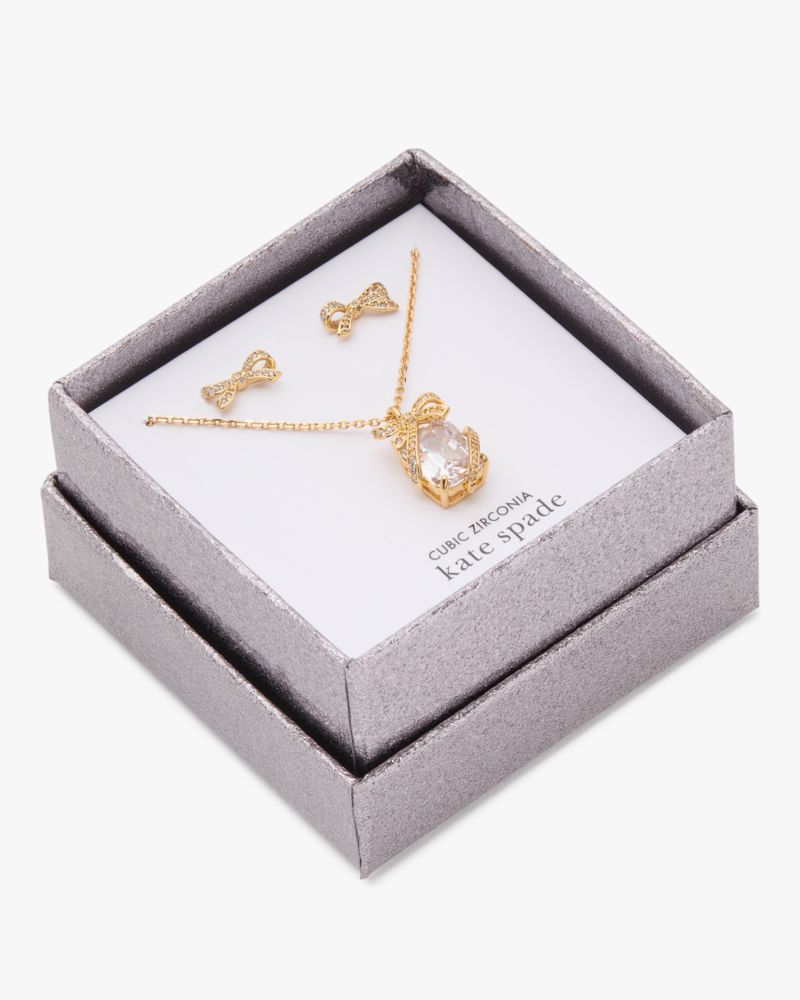 Kate Spade,Pave Present Pendant And Studs - Boxed,