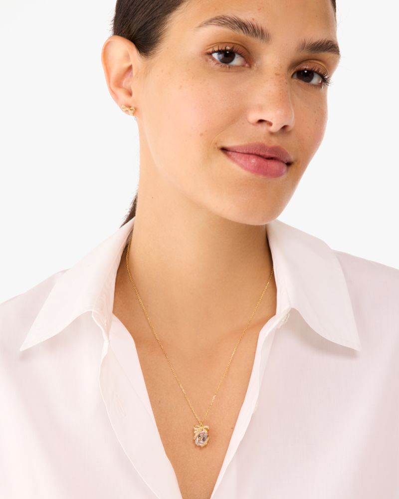 Kate Spade,Pave Present Pendant And Studs - Boxed,