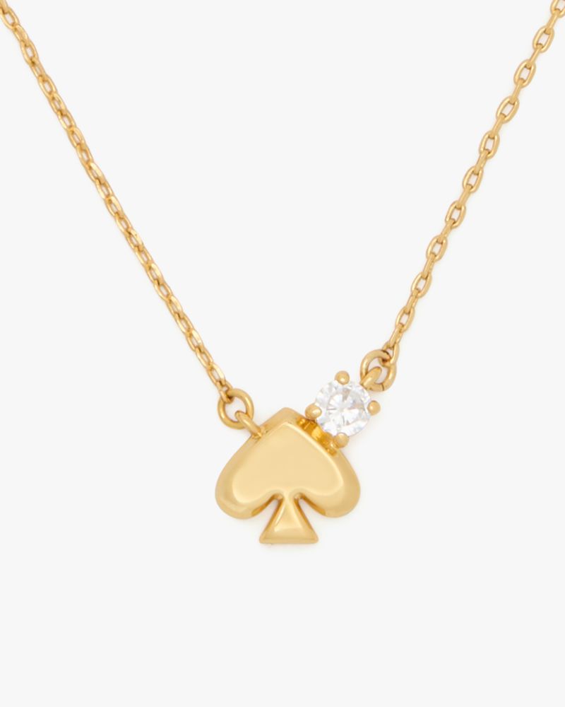 Kate Spade,Everyday Spade Stone Pendant,Single Strand,Choker,Gem Embellishment,Novelty Embellishment,Gold Plated,Work,Clear