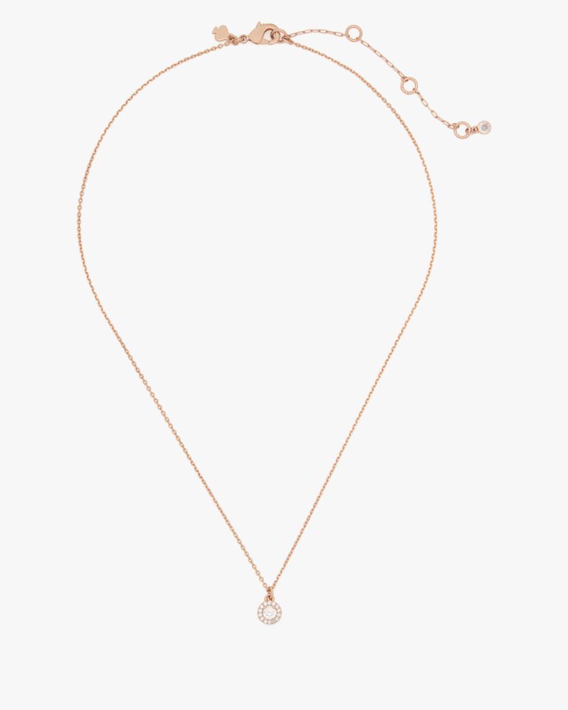 Kate Spade,You're A Gem Pave Halo Pendant,Single Strand,Choker,Disc,Gem Embellishment,Circle,Gold Plated,Work,Clear