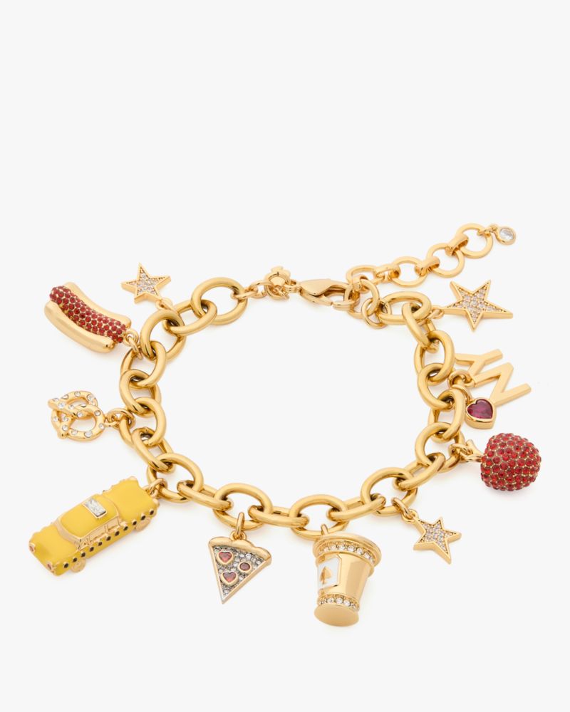 Kate Spade,Hit The City Charm Bracelet,Metal Material,3D Embellishment,Novelty Embellishment,Star Embellishment,Gem Embell...,Multi Color