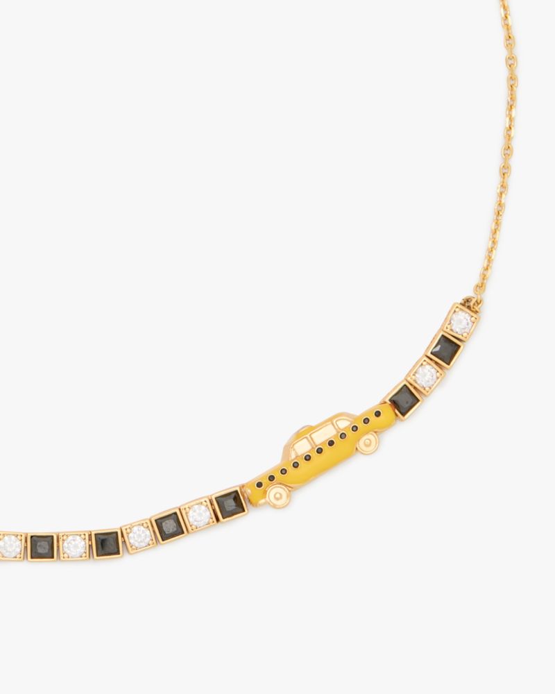 Kate Spade,Hit The City Taxi Tennis Necklace,Single Strand,Choker,Rhinestones,Novelty Embellishment,Gold Metal,Day Party,Multi Color