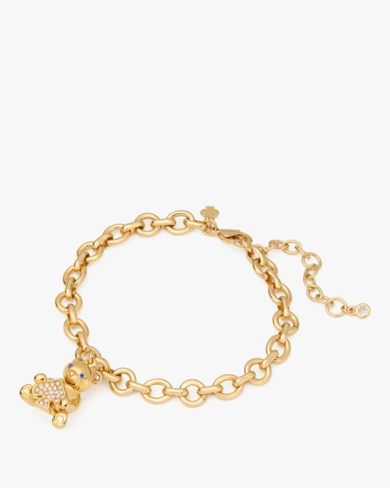 Kate Spade,Oh What Fun Spade Teddy Bear Charm Bracelet,