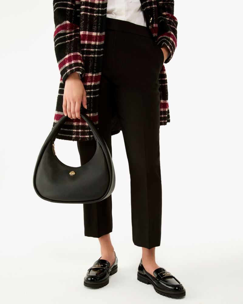 Kate Spade,Kayla Crescent Shoulder Bag,Leather,Shoulder Bag,Metal Material,Logo,Metal,Gold Metal,Casual,Black