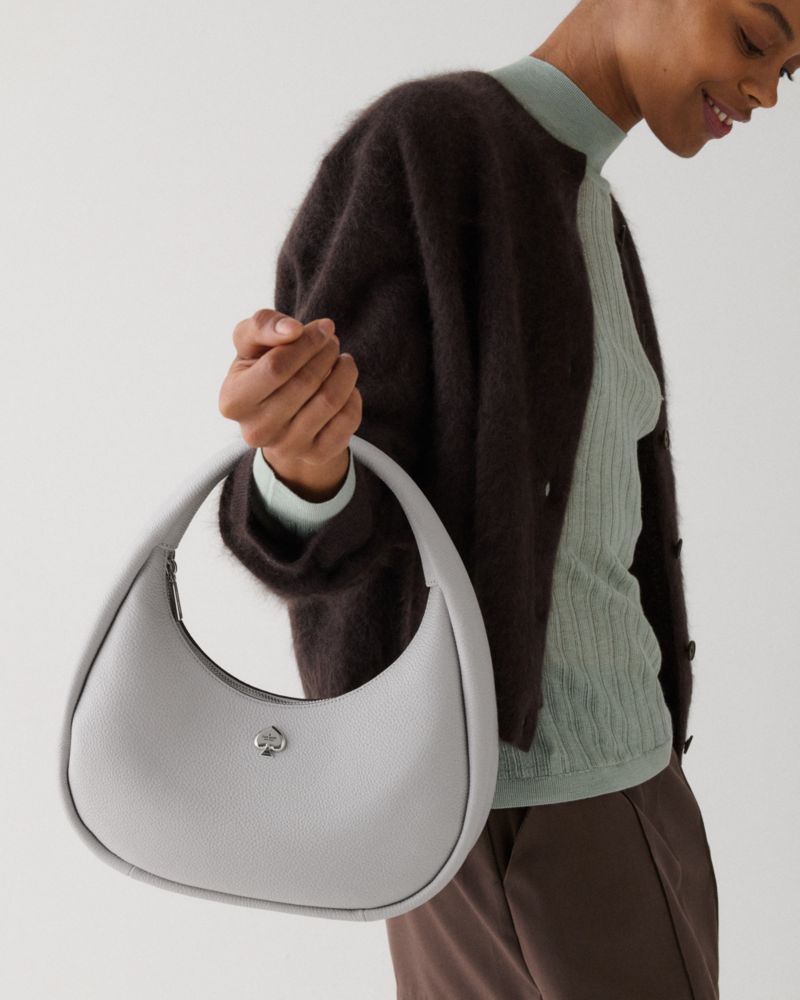 Kate Spade,Kayla Crescent Shoulder Bag,Leather,Shoulder Bag,Metal Material,Logo,Metal,Gold Metal,Casual,