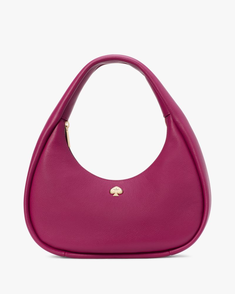 Kate Spade,Kayla Crescent Shoulder Bag,Leather,Shoulder Bag,Metal Material,Metal,Logo,Gold Metal,Casual,Purple