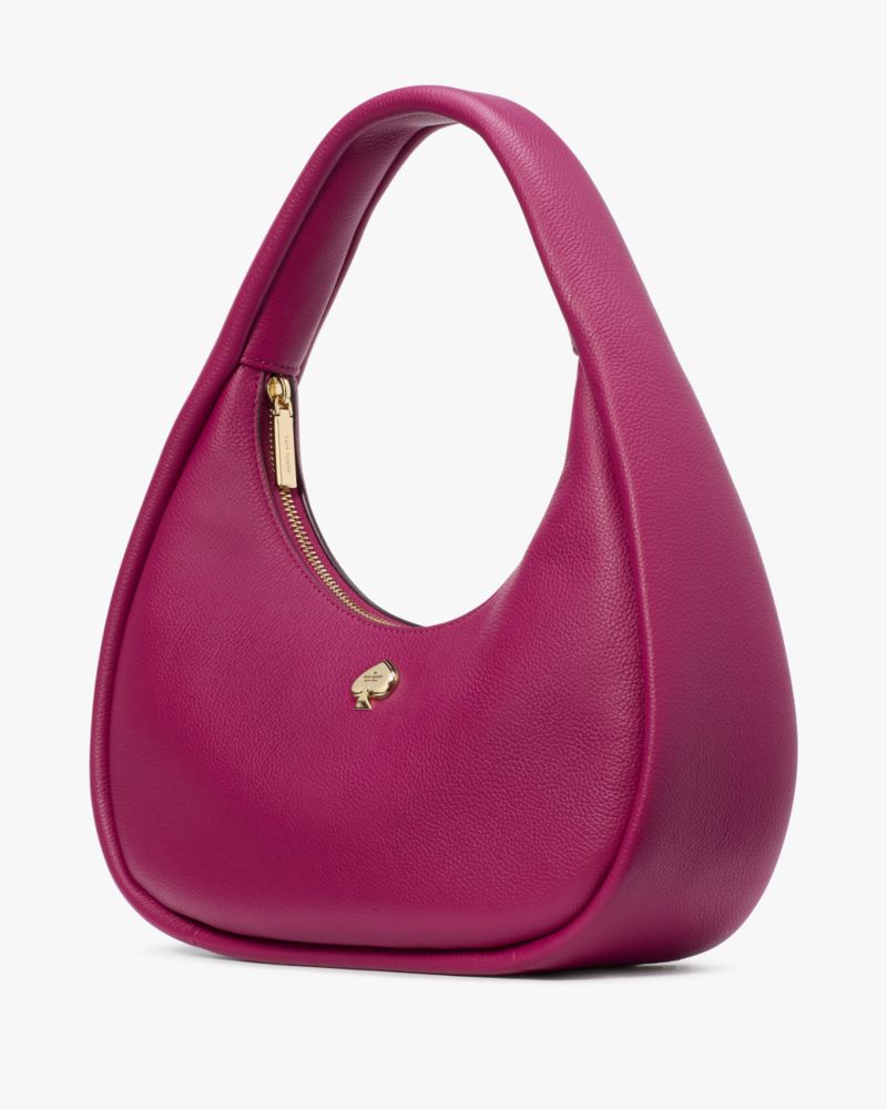 Kate Spade,Kayla Crescent Shoulder Bag,Leather,Shoulder Bag,Metal Material,Metal,Logo,Gold Metal,Casual,Purple