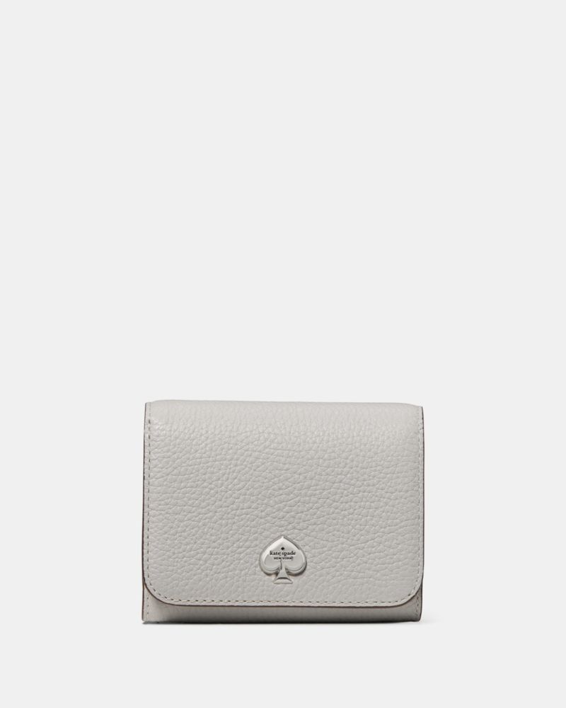 Kate Spade,Kayla Small L-Zip Wallet,Leather,Bi Fold,Metal Material,Logo,Metal,Gold Metal,Casual,