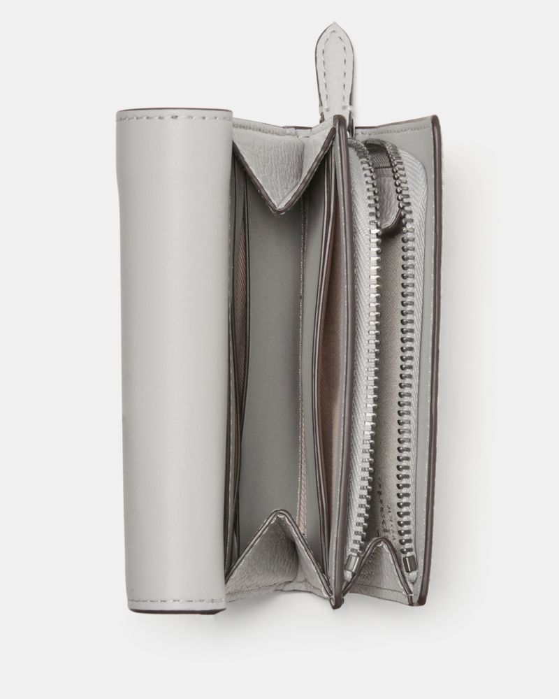 Kate Spade,Kayla Small L-Zip Wallet,Leather,Bi Fold,Metal Material,Logo,Metal,Gold Metal,Casual,