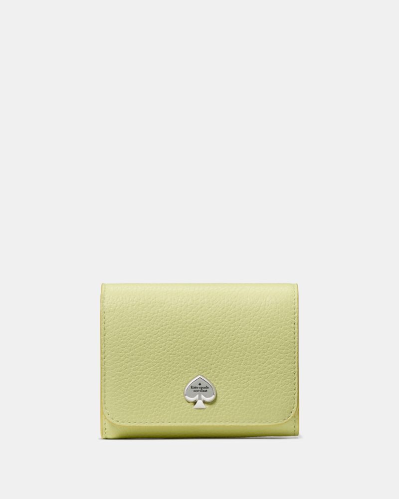 Kate Spade,Kayla Small L-Zip Wallet,Leather,Bi Fold,Metal Material,Metal,Logo,Gold Metal,Casual,