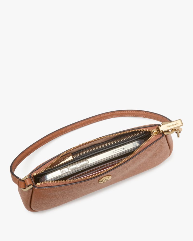 Kate Spade,Kayla Convertible Wristlet,Leather,Shoulder Bag,Metal Material,Logo,Metal,Casual,Brown