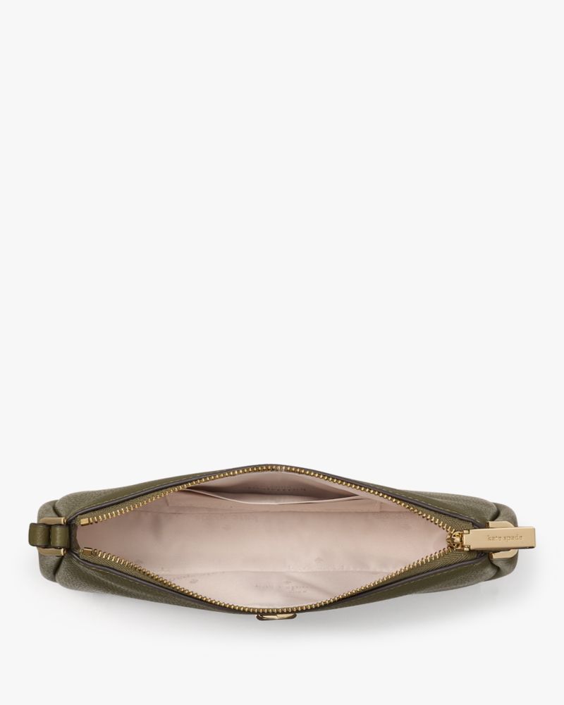 Kate Spade,Kayla Convertible Wristlet,Leather,Shoulder Bag,Metal Material,Metal,Logo,Casual,Olive