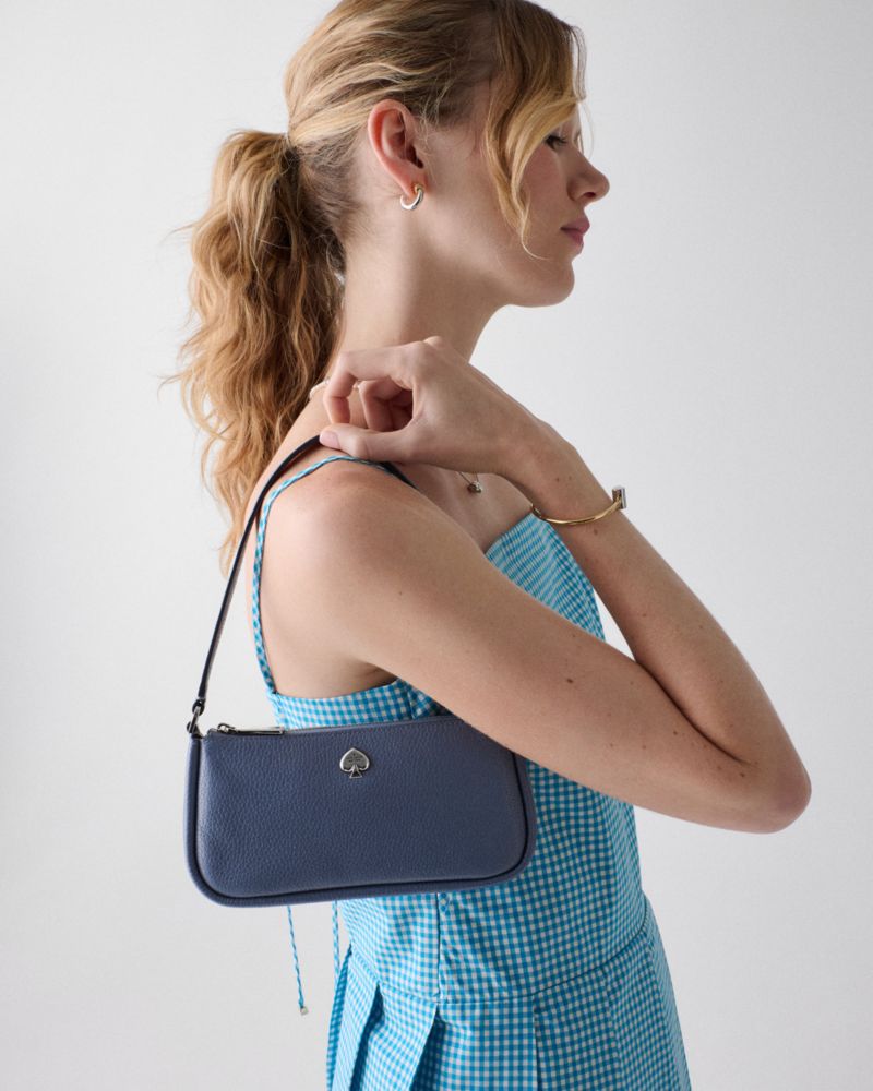 Kate Spade,Kayla Mini Bag,Leather,Shoulder Bag,Metal Material,Logo,Metal,Casual,Blue