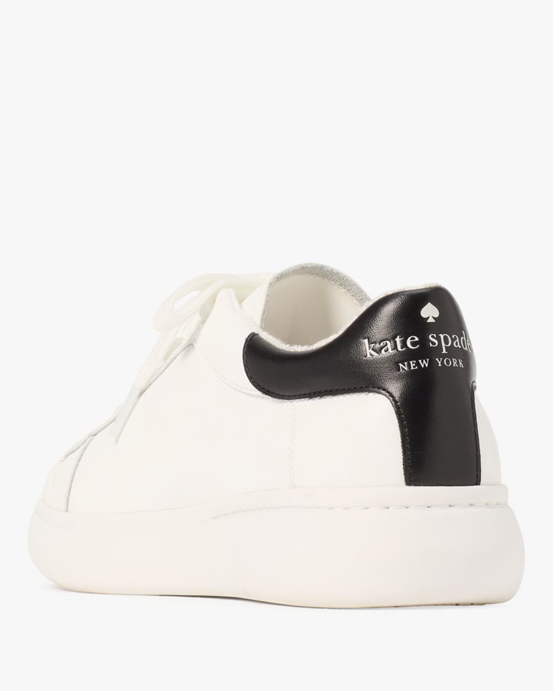 Kate Spade,Charli Lace Up Sneaker,Casual,Perforated,Color Block,Pull Tab,Casual,White