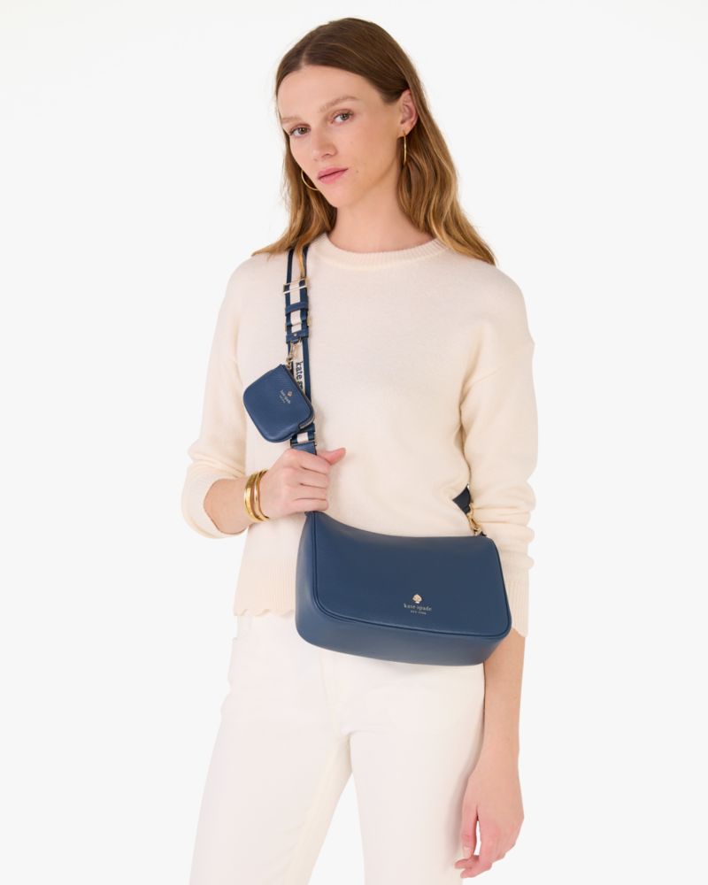 Kate Spade,Emma Shoulder Bag,Coin,Shoulder Bag,Metal,Logo,Stripe,Casual,Navy
