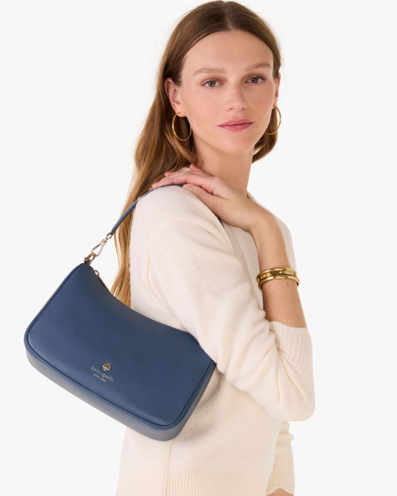 Kate Spade,Emma Shoulder Bag,Coin,Shoulder Bag,Metal,Logo,Stripe,Casual,Navy