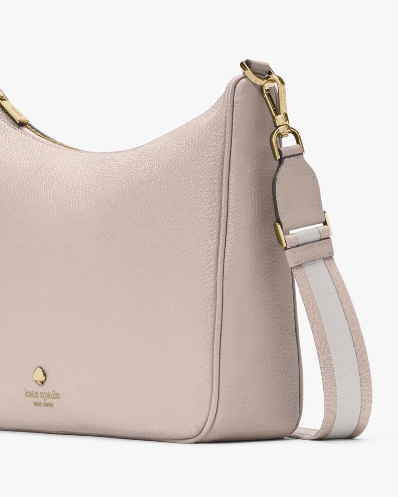 Kate Spade,Emma Large Crossbody,Crossbody,Coin,Logo,Metal,Stripe,Casual,Gray