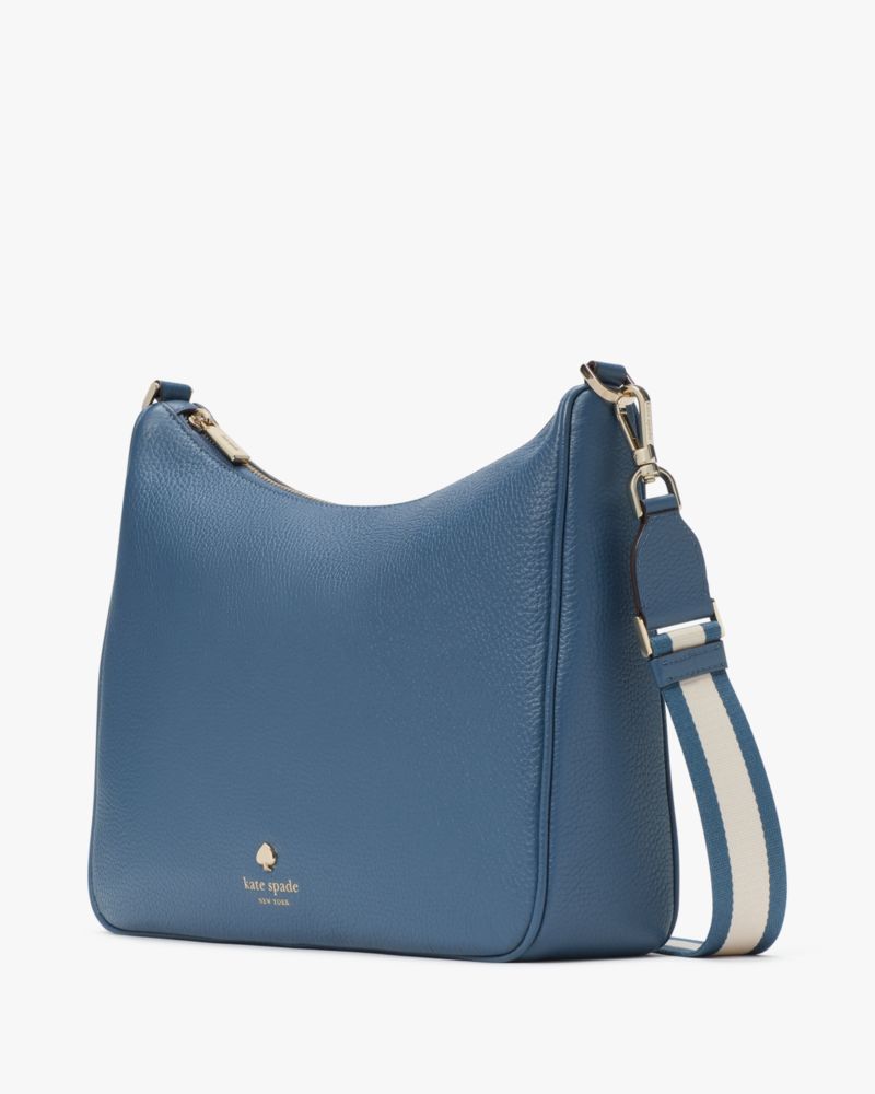 Kate Spade,Emma Large Crossbody,Crossbody,Coin,Logo,Metal,Stripe,Casual,Blue