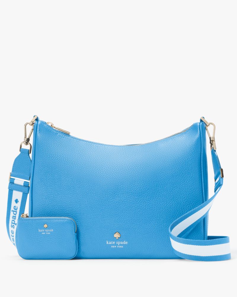 Kate Spade,Emma Large Crossbody,Crossbody,Coin,Stripe,Logo,Metal,Casual,Blue