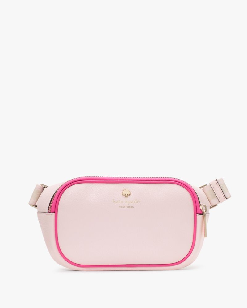 Kate Spade,Emma Belt Bag,Leather,Belt Bag,Logo,Metal,Stripe,Gold Metal,Casual,Cream