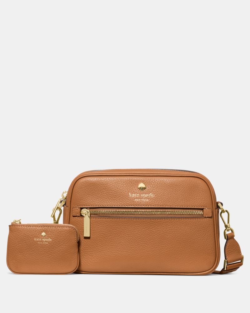 Kate Spade,Emma Camera Bag,Coin,Camera Bag,Metal, Logo, Gold Embellishment,Water Repellent,Casual, Weekend Getaway,