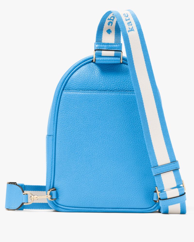 Kate Spade,Emma Small Backpack,Leather,Slingback,Metal,Logo,Stripe,Gold Metal,Casual,Blue