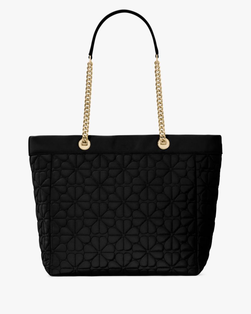 Kate Spade,Spade Flower Quilted Fabric XL Tote,Recycled Polyester,Tote,Day Party,Black