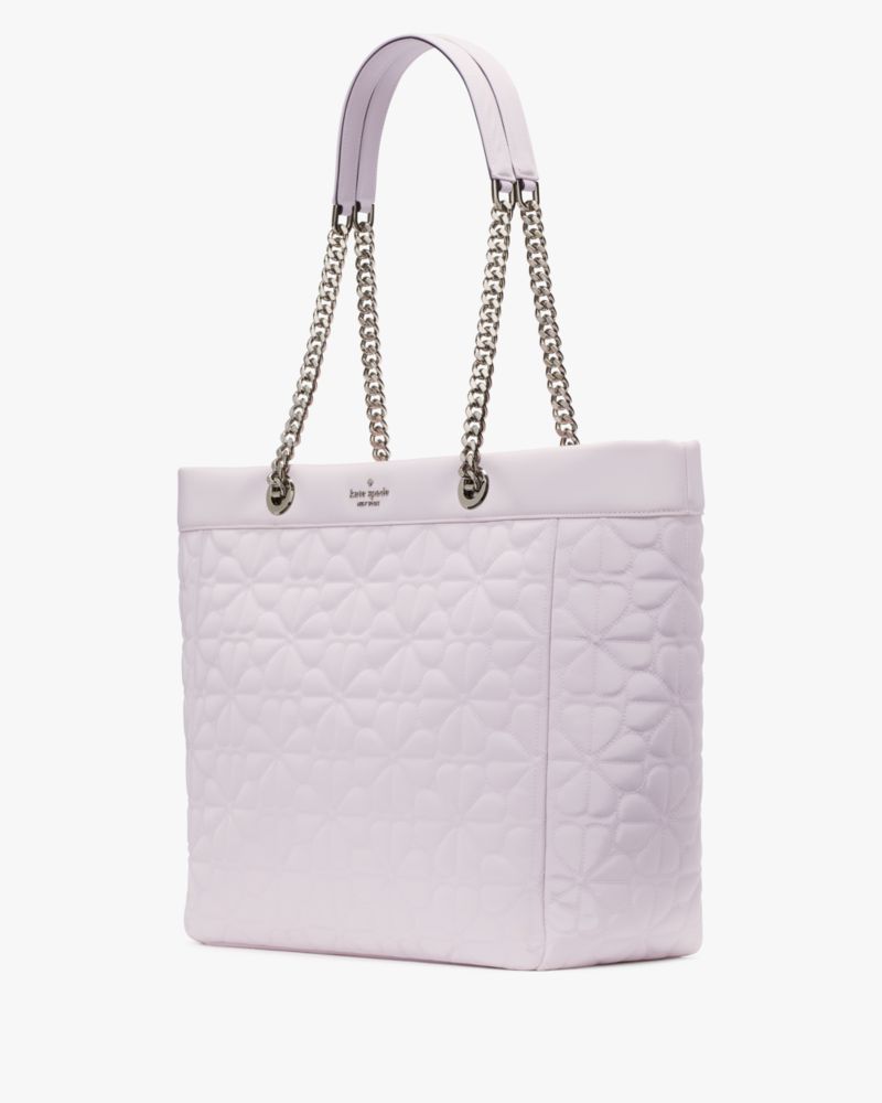Kate Spade,Spade Flower Quilted Fabric XL Tote,Recycled Polyester,Tote,Day Party,Lavender