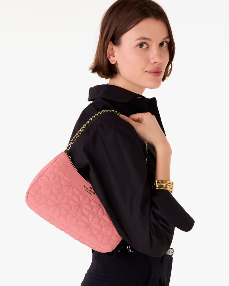Kate Spade,Spade Flower Quilted Fabric Convertible Crossbody,Crossbody,Chain Detail,Compact,Day Party,Pink