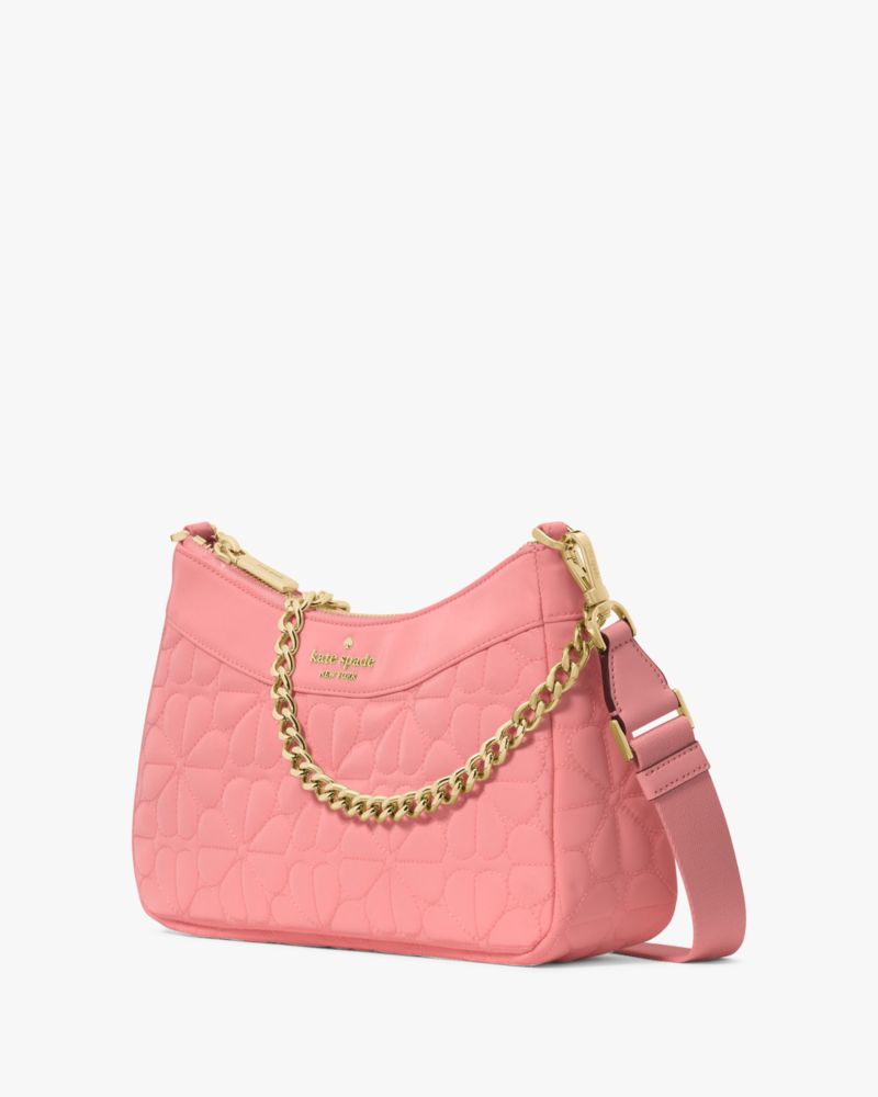 Kate Spade,Spade Flower Quilted Fabric Convertible Crossbody,Crossbody,Chain Detail,Compact,Day Party,Pink