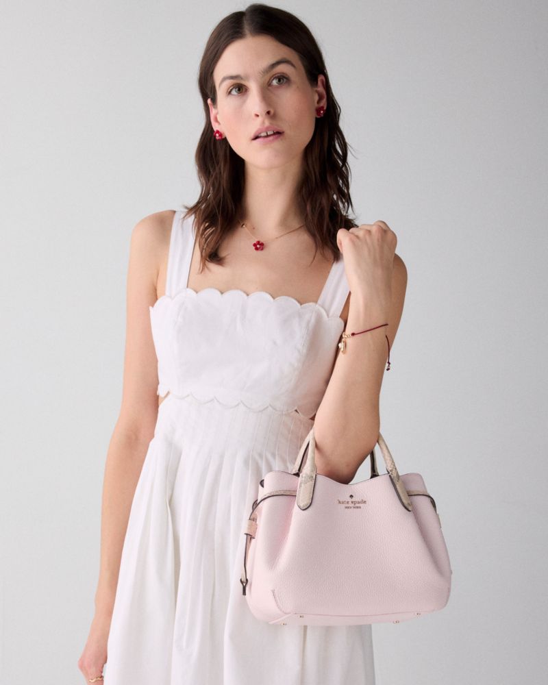 Kate Spade,Dumpling Snake Embossed Small Satchel,Leather,Satchel,Logo,Metal,Pattern,Casual,Work,