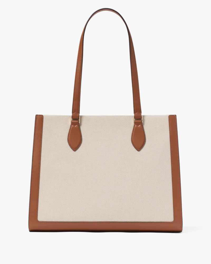 Kate Spade,Ellie Canvas Large Tote,Canvas,Tote,Piping,Casual,Cream