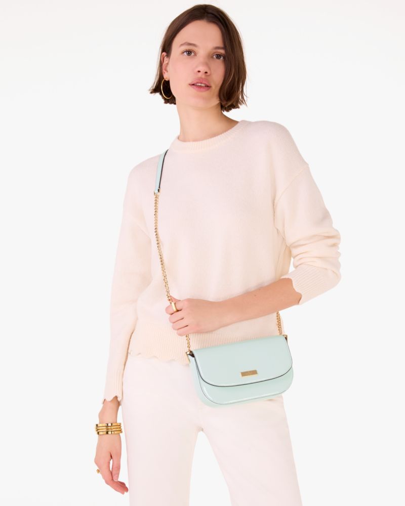 Kate Spade,Krista Patent Chain Crossbody,Crossbody,Metal,Day Party,Blue