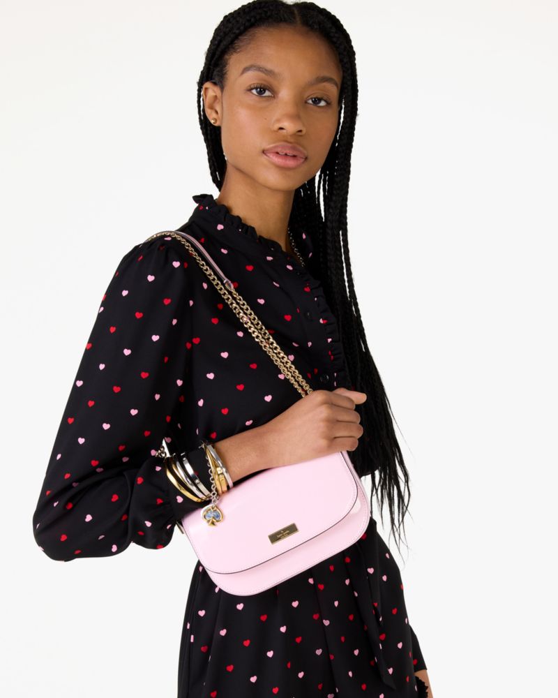 Kate Spade,Krista Patent Chain Crossbody,Crossbody,Metal,Day Party,Pink