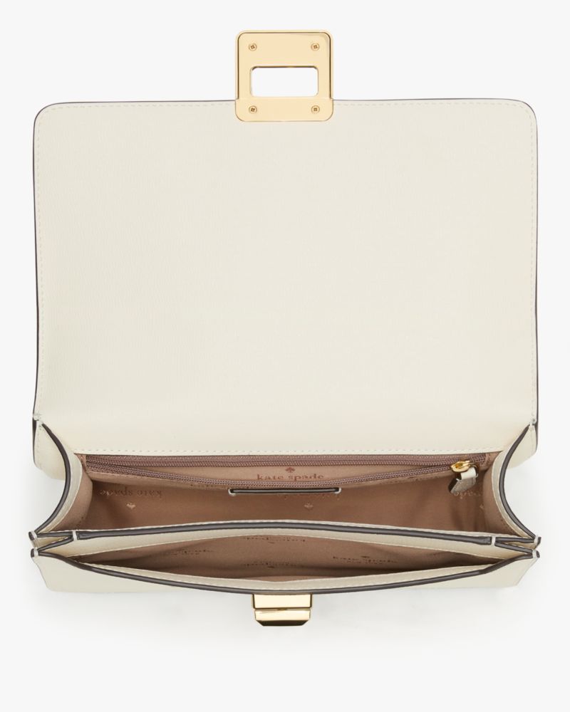 Kate Spade,Phoebe Turnlock Shoulder Bag,Leather,Shoulder Bag,Logo,Adjustable,Day Party,Cream