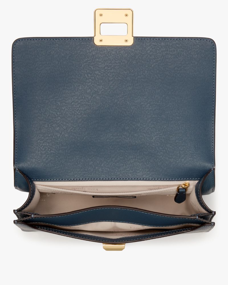 Kate Spade,Phoebe Turnlock Shoulder Bag,Leather,Shoulder Bag,Logo,Adjustable,Casual,Blue