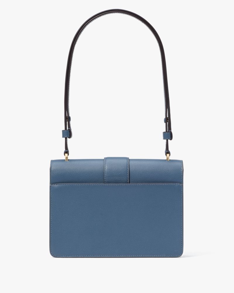 Kate Spade,Phoebe Turnlock Shoulder Bag,Leather,Shoulder Bag,Logo,Adjustable,Casual,Blue