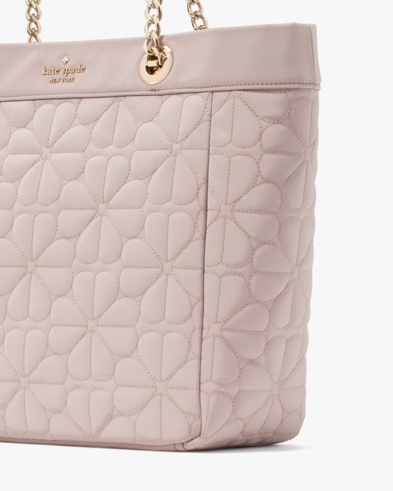 Kate Spade,Spade Flower Quilted Fabric Medium Tote,Tote,Day Party,Cream