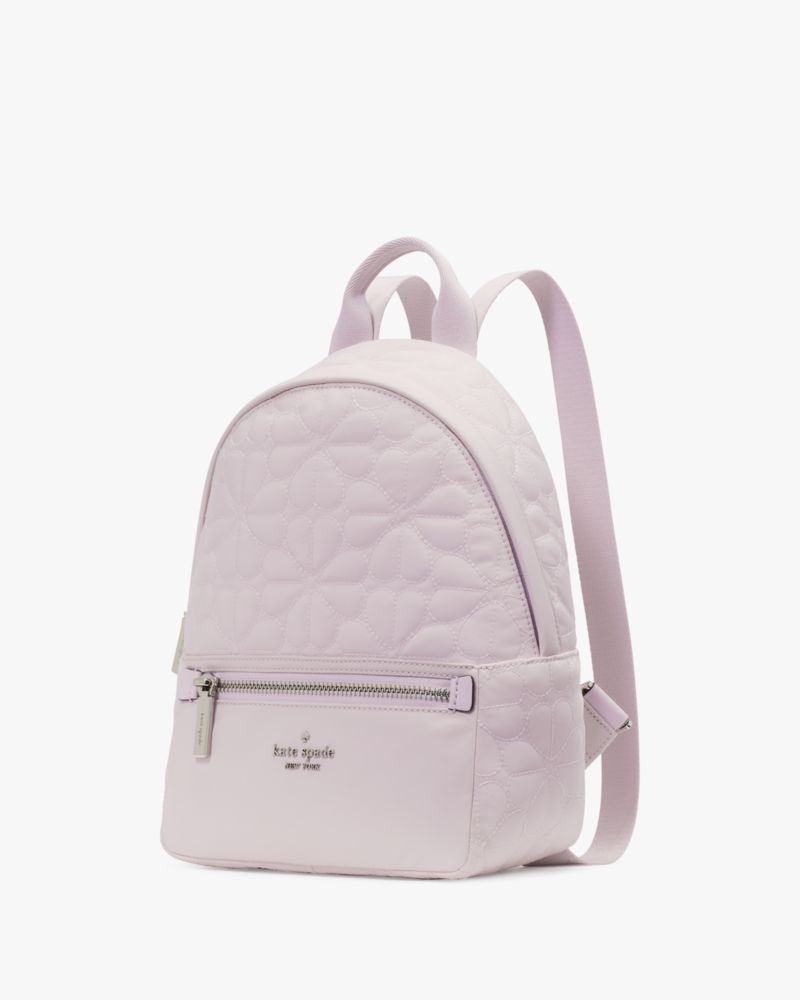 Kate Spade,Spade Flower Quilted Fabric Small Backpack,Recycled Polyester,Backpack,Casual,Lavender