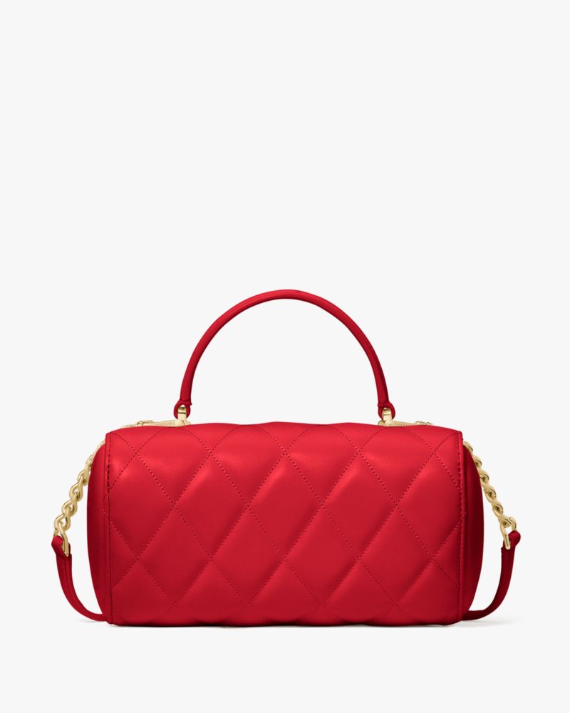 Kate Spade,Heart Barrel Quilted Crossbody,Leather,Crossbody,Metal,Logo,Day Party,Red