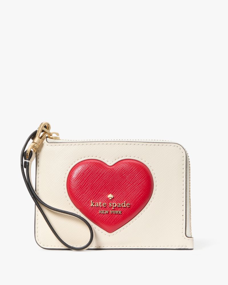 Kate Spade,マディソン インセット パフィ ハート スモール カード ホルダー リスレット,メレンゲマルチ