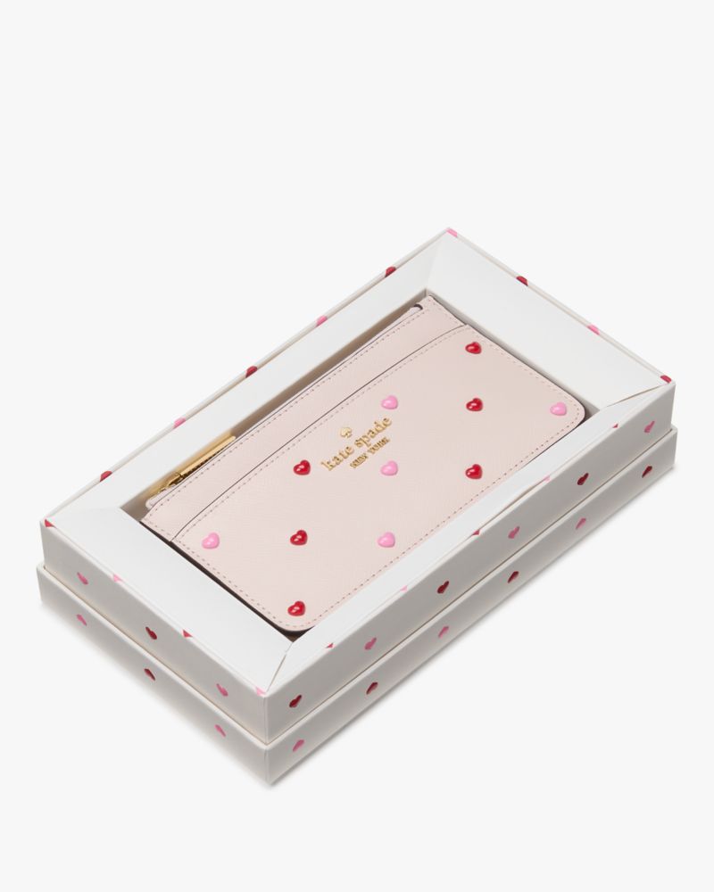 Kate Spade,マディソン ハート スタッズ ラージ スリム カード ホルダー ボックス セット,パウダードシュガー