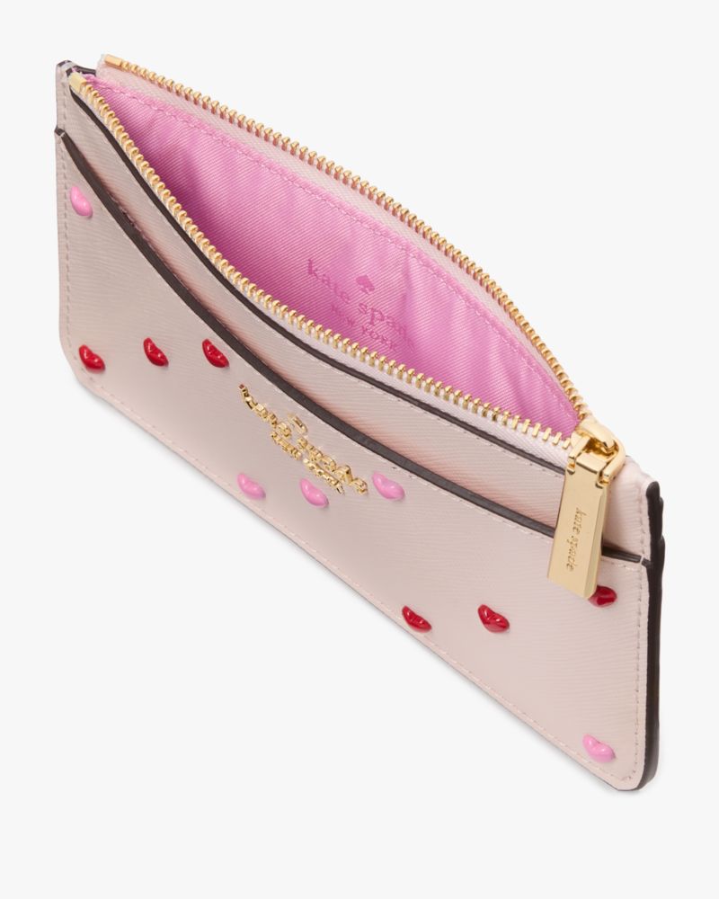 Kate Spade,マディソン ハート スタッズ ラージ スリム カード ホルダー ボックス セット,パウダードシュガー