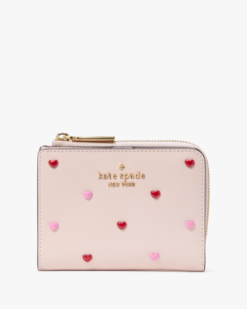 Kate Spade,マディソン ハート スタッズ スモール L-ジップ ウォレット ボックス セット,財布小物,パウダードシュガー