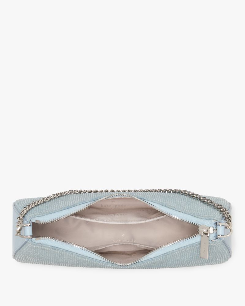 Kate Spade,Madison Studded Denim Convertible Crossbody,Denim,Crossbody,Embellished,Metal,Rhinestones,Logo,Chain Detail,Col...,Blue