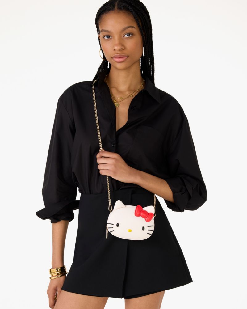 Kate Spade,Hello Kitty X Ksny 3D Mini Crossbody,Leather,Crossbody,Bow,Animal Ears,Logo,Word Embellishment,3D Embellishment...,