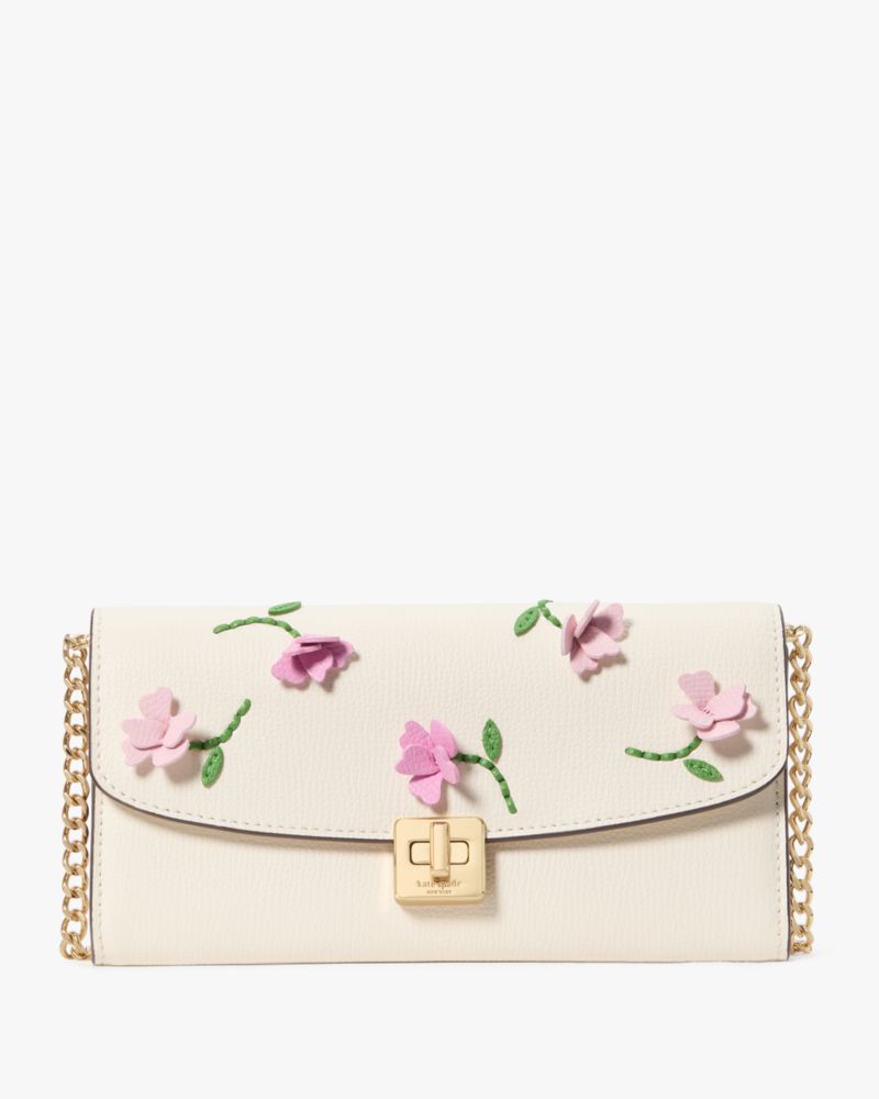 Kate Spade,Phoebe Floral Applique Turnlock Wallet-on-chain,