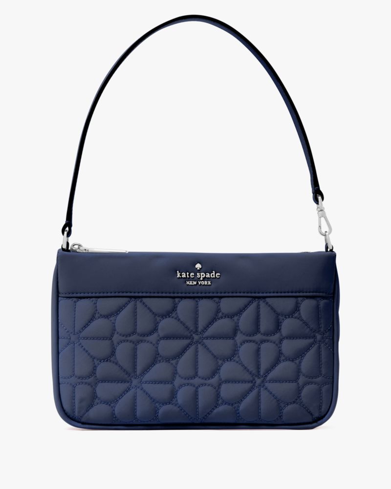 Kate Spade,Spade Flower Quilted Fabric Convertible Wristlet,Lining Recycled Polyester,Wristlet,Pouch,Casual,Navy